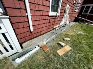 Debris on ground outside of home